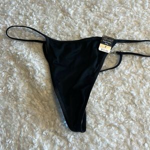 Black thong with adorable pearl & crystal detail